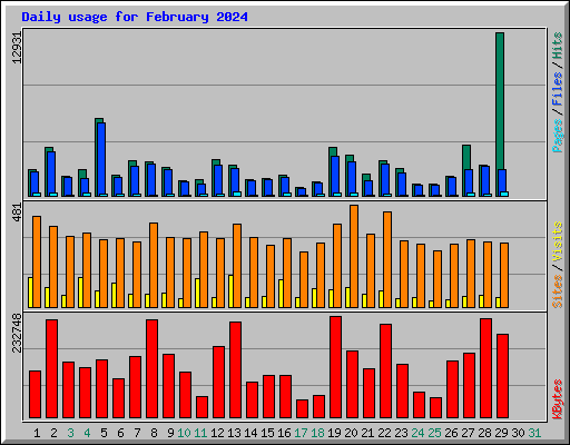 Daily usage for February 2024