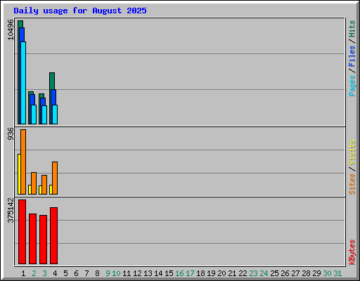 Daily usage for August 2025